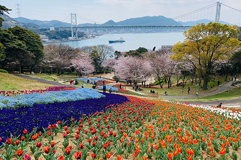 関門海峡と火の山公園の写真